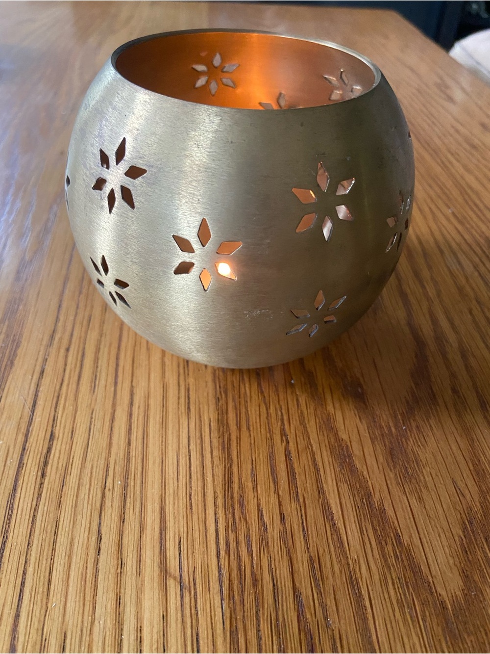 Vintage Crate&Barrel Brass Floral Cutout Votive Holder